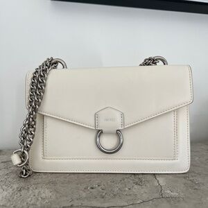 JW PEI White Envelope Leather Shoulder Bag with Silver Chain
